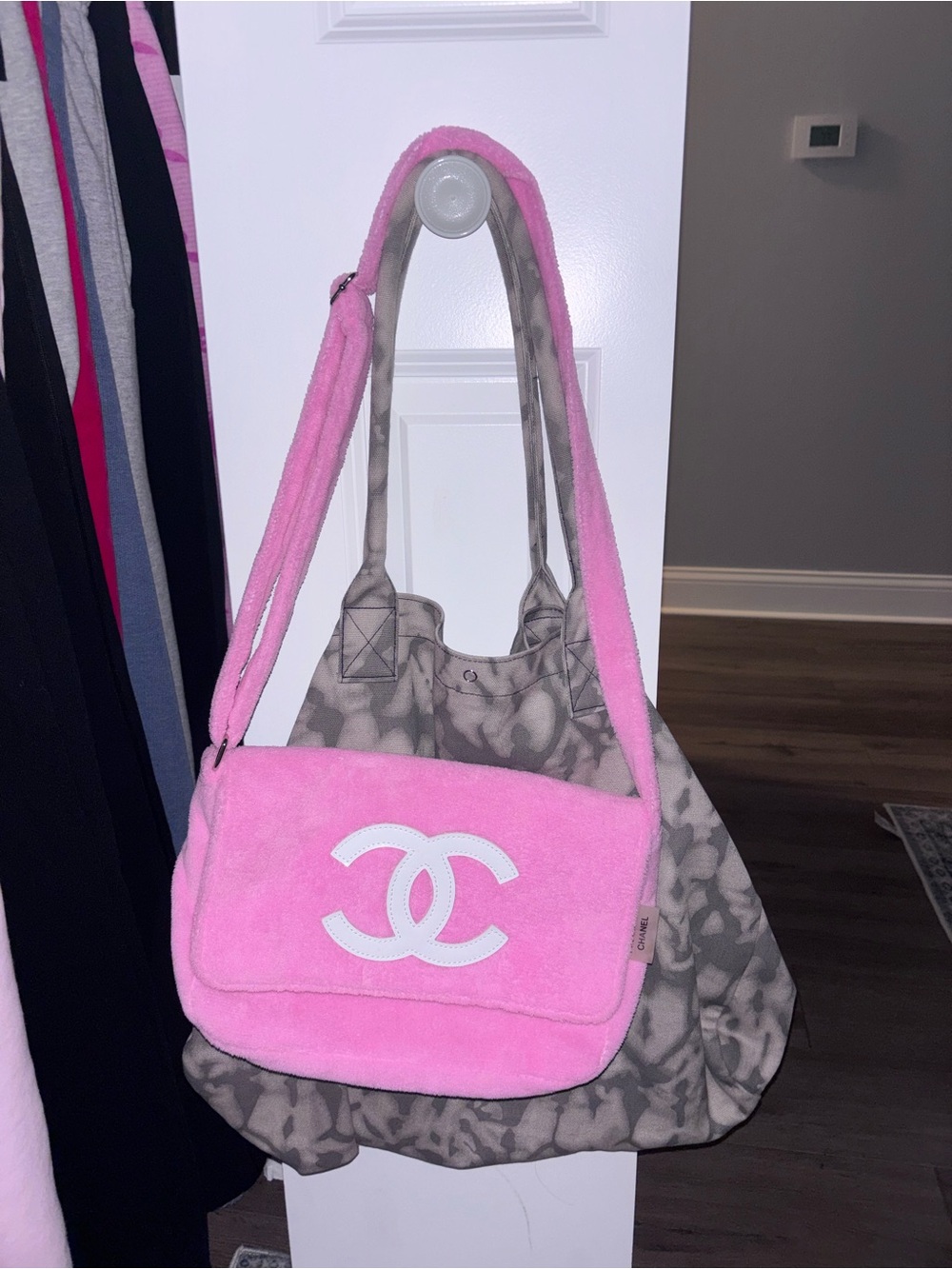 Pink Shoulder Bag with Logo Flap